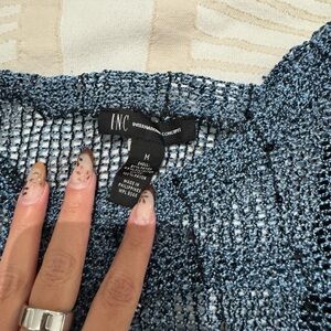 INC International Concepts Blue Mesh Blouse